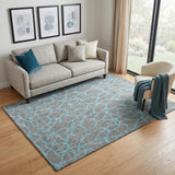 5' X 8' Gray And Aqua Geometric Washable Area Rug With UV Protection