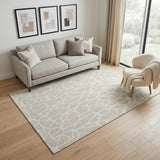 5' X 8' Beige And Ivory Geometric Washable Area Rug With UV Protection