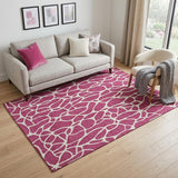 5' X 8' Blush And Ivory Geometric Washable Area Rug With UV Protection