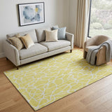 5' X 8' Yellow And Ivory Geometric Washable Area Rug With UV Protection