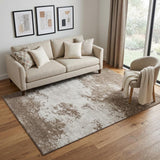 5' X 8' Brown And Beige Abstract Washable Area Rug With UV Protection