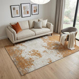 5' X 8' Copper And Beige Abstract Washable Area Rug With UV Protection