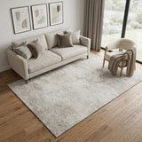 5' X 8' Ivory And Beige Abstract Washable Area Rug With UV Protection