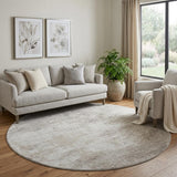 8' Ivory And Beige Abstract Washable Round Rug With UV Protection