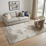 5' X 8' Taupe And Beige Abstract Washable Area Rug With UV Protection