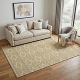 5' X 8' Gold And Beige Geometric Washable Area Rug With UV Protection