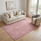 5' X 8' Blush And Ivory Abstract Washable Area Rug With UV Protection