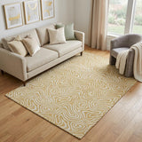 5' X 8' Gold And Ivory Abstract Washable Area Rug With UV Protection
