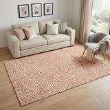 5' X 8' Salmon And Ivory Abstract Washable Area Rug With UV Protection