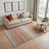 5' X 8' Copper And Beige Striped Washable Area Rug With UV Protection