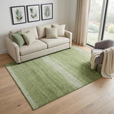 5' X 8' Green And Ivory Striped Washable Area Rug With UV Protection