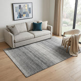 5' X 8' Gray And Silver Striped Washable Area Rug With UV Protection