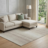 8' X 10' Ivory And Beige Striped Washable Area Rug With UV Protection