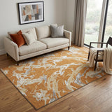 5' X 8' Copper Gray And Ivory Abstract Washable Area Rug With UV Protection