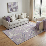 5' X 8' Lavender Ivory And Beige Abstract Washable Area Rug With UV Protection