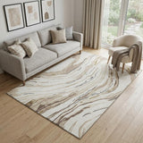 5' X 8' Ivory Taupe And Gray Abstract Washable Area Rug With UV Protection