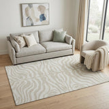 5' X 8' Beige And Ivory Animal Print Washable Area Rug With UV Protection