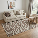 5' X 8' Brown And Beige Animal Print Washable Area Rug With UV Protection