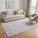 5' X 8' Lavender And Ivory Animal Print Washable Area Rug With UV Protection