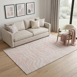 5' X 8' Pink And Ivory Animal Print Washable Area Rug With UV Protection