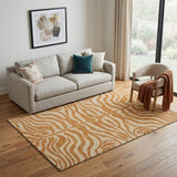 5' X 8' Rust And Beige Animal Print Washable Area Rug With UV Protection