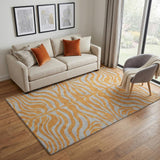 5' X 8' Orange And Gray Animal Print Washable Area Rug With UV Protection