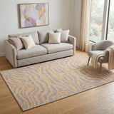 5' X 8' Peach And Lavender Animal Print Washable Area Rug With UV Protection
