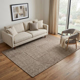 5' X 8' Brown And Beige Geometric Washable Area Rug With UV Protection