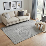 5' X 8' Charcoal And Ivory Geometric Washable Area Rug With UV Protection