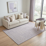 5' X 8' Lavender And Ivory Geometric Washable Area Rug With UV Protection