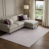 8' X 10' Lavender And Ivory Geometric Washable Area Rug With UV Protection