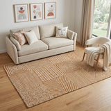 5' X 8' Rust And Beige Geometric Washable Area Rug With UV Protection