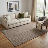 5' X 8' Brown And Beige Geometric Washable Area Rug With UV Protection