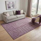 5' X 8' Eggplant And Ivory Geometric Washable Area Rug With UV Protection
