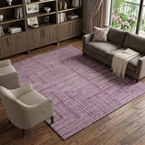 8' X 10' Eggplant And Ivory Geometric Washable Area Rug With UV Protection