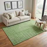 5' X 8' Green And Ivory Geometric Washable Area Rug With UV Protection