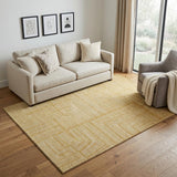 5' X 8' Gold And Ivory Geometric Washable Area Rug With UV Protection