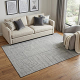 5' X 8' Gray And Ivory Geometric Washable Area Rug With UV Protection