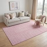 5' X 8' Pink And Ivory Geometric Washable Area Rug With UV Protection