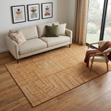 5' X 8' Rust And Ivory Geometric Washable Area Rug With UV Protection