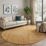 8' Rust And Ivory Geometric Washable Round Rug With UV Protection