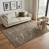 5' X 8' Brown Beige And Ivory Abstract Washable Area Rug With UV Protection