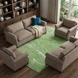 8' X 10' Green Ivory And Navy Blue Abstract Washable Area Rug With UV Protection