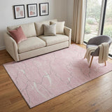 5' X 8' Pink Gray And Ivory Abstract Washable Area Rug With UV Protection