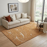 5' X 8' Rust Ivory And Gray Abstract Washable Area Rug With UV Protection