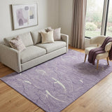 5' X 8' Purple And Ivory Abstract Washable Area Rug With UV Protection