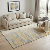 5' X 8' Gold Ivory And Gray Abstract Washable Area Rug With UV Protection