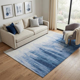 5' X 8' Navy Blue And Ivory Abstract Washable Area Rug With UV Protection