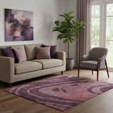5' X 8' Burgundy Ivory And Blush Abstract Washable Area Rug With UV Protection