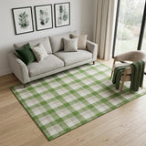 5' X 8' Emerald Beige And Ivory Plaid Washable Area Rug With UV Protection